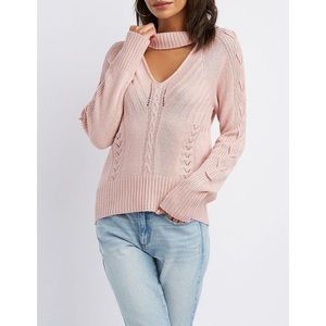 Charlotte Russe Cut-Out Lace-Up Detail Sweater